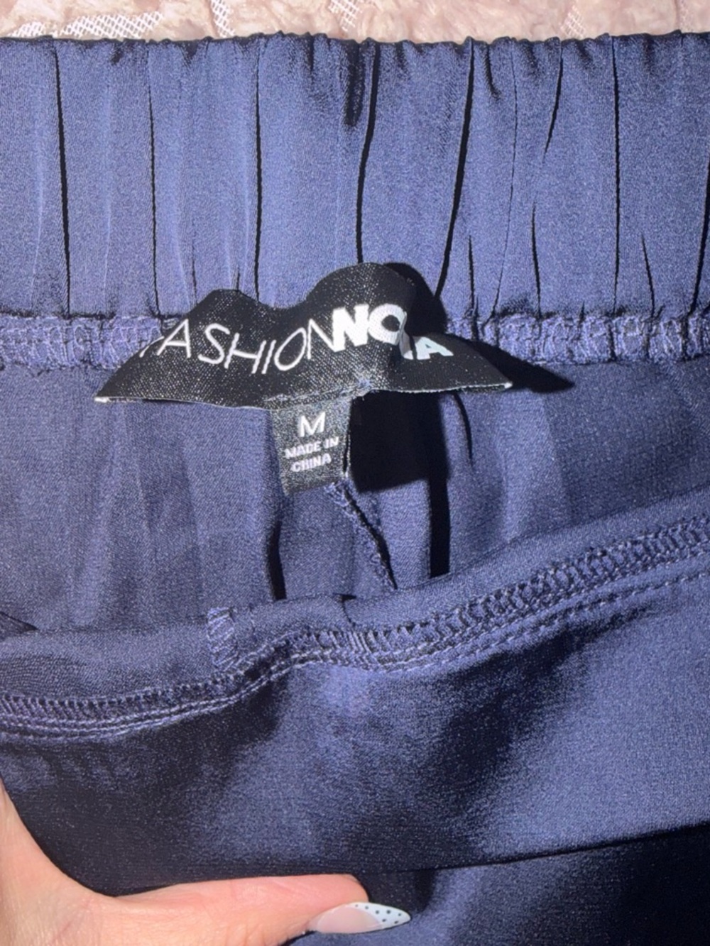 Fashion Nova Deep Navy Satin straight leg pants